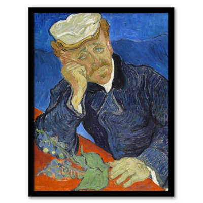 Artery8 Dr Paul Gachet Portrait Van Gogh Vintage Framed Wall Art Print 12X16" from B&Q