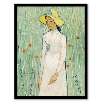 B&Q -  Girl In White Floral Portrait Van Gogh Vintage Framed Wall Art Print 12X16"
