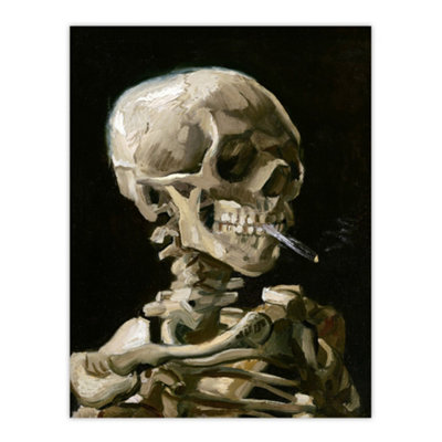Artery8 Skeleton With Burning Cigarette Van Gogh Vintage Wall Art Poster Print 12X16" from B&Q