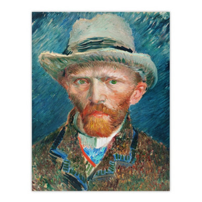 Artery8 Self Portrait With Hat Van Gogh Vintage Wall Art Poster Print 12X16"