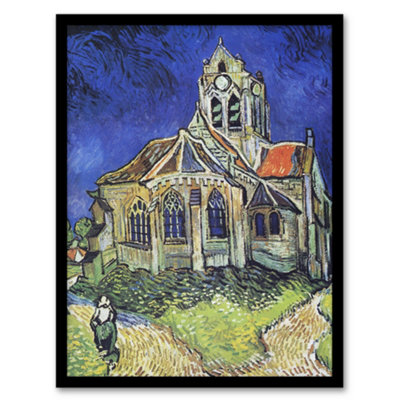 B&Q -  The Church At Auvers Oil Painting Van Gogh Framed Wall Art Print 12X16"
