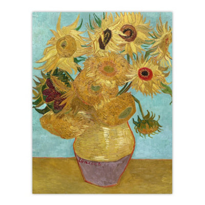 Artery8 Vase With Twelve Sunflowers Van Gogh Vintage Wall Art Poster Print 12X16"