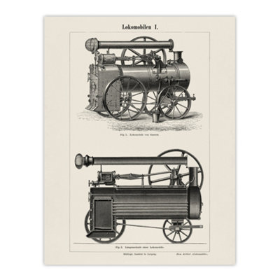 Artery8 Lokomobilen Locomotive Steam Train Engine Vintage Wall Art Poster Print 12X16" from B&Q