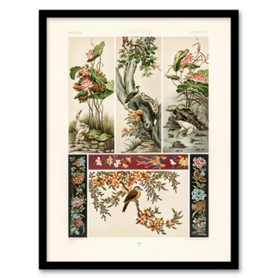 Artery8 Chinese Patterns Of Birds And Flowers Racinet Framed Wall Art Print 12X16" from B&Q