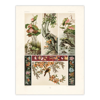 Artery8 Chinese Patterns Of Birds And Flowers Racinet Wall Art Poster Print 12X16" from B&Q