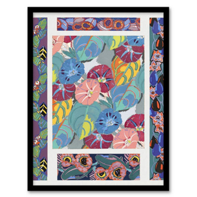 Artery8 Vibrant Flower Pattern Benedictus Vintage Framed Wall Art Print 12X16" from B&Q