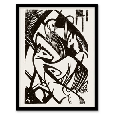 Artery8 Horses 1912 Abstract Painting Franz Marc Vintage Framed Wall Art Print 12X16" from B&Q