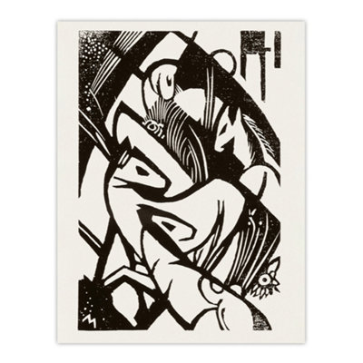 B&Q -  Horses 1912 Abstract Painting Franz Marc Vintage Wall Art Poster Print 12X16"