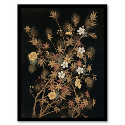 Artery8 Japanese Autumn Flowers G A Audsley Vintage Framed Wall Art Print 12X16" from B&Q
