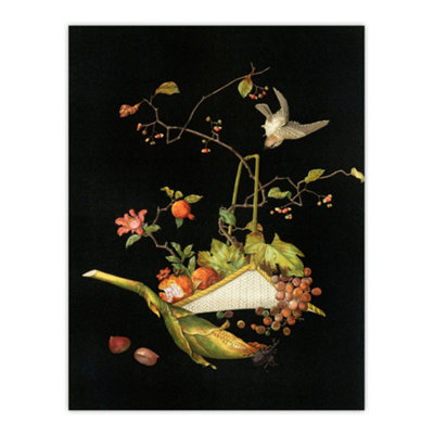 Artery8 Stylised Still Life With Bird Audsley Vintage Wall Art Poster Print 12X16" from B&Q