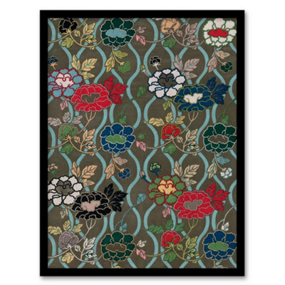 Artery8 Japanese Floral Pattern G A Audsley Vintage Framed Wall Art Print 12X16" from B&Q