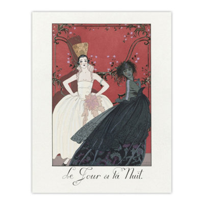 Artery8 Day And Night Parisian Fashion Advert Barbier Wall Art Poster Print 12X16" from B&Q
