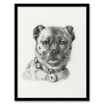 Artery8 Dog Head With A Collar Pencil Drawing Bernard Framed Wall Art Print 12X16" from B&Q