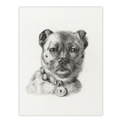 Artery8 Dog Head With A Collar Pencil Drawing Bernard Wall Art Poster Print 12X16" from B&Q