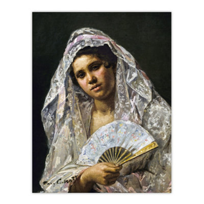Artery8 Spanish Dancer Lace Mantilla Cassatt Vintage Wall Art Poster Print 12X16"