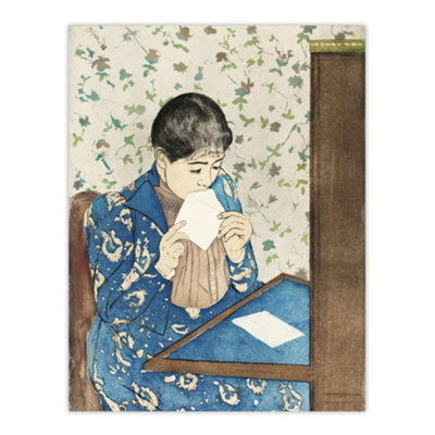 Artery8 Letter Woman Sealing Envelope Cassatt Vintage Wall Art Poster Print 12X16"