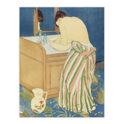 Artery8 Woman Bathing At Her Dressing Table Cassatt Wall Art Poster Print 12X16"