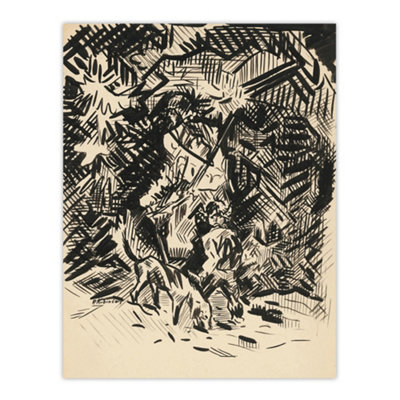 Artery8 Hunter With Child And Hound Kubincan Wall Art Poster Print 12X16" from B&Q