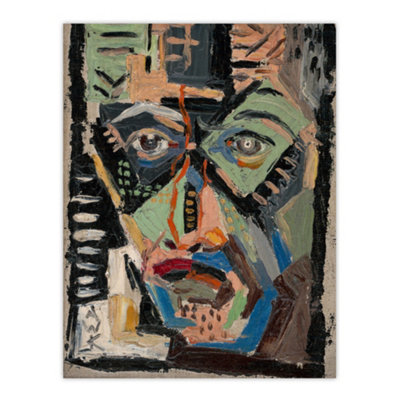 Artery8 Mans Face Abstract Painting Kubincan Wall Art Poster Print 12X16" from B&Q