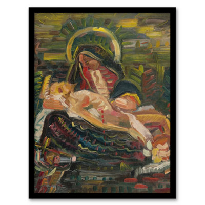 Artery8 Pieta Virgin Mary And Jesus Kubincan Framed Wall Art Print 12X16" from B&Q