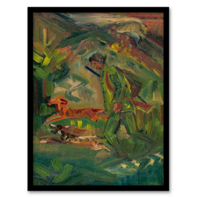 Artery8 Walking Hunter Huntsman With Dogs Kubincan Framed Wall Art Print 12X16" from B&Q