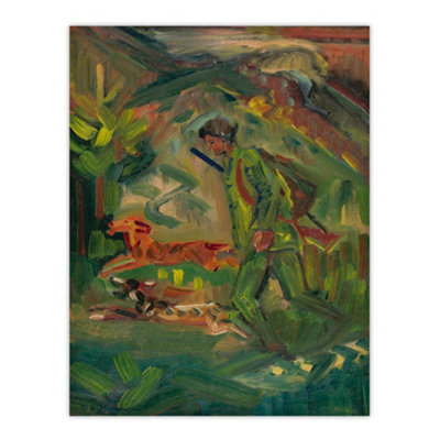 Artery8 Walking Hunter Huntsman With Dogs Kubincan Wall Art Poster Print 12X16" from B&Q