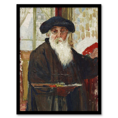 Artery8 Self Portrait With Paint Palette Pissarro Framed Wall Art Print 12X16" from B&Q