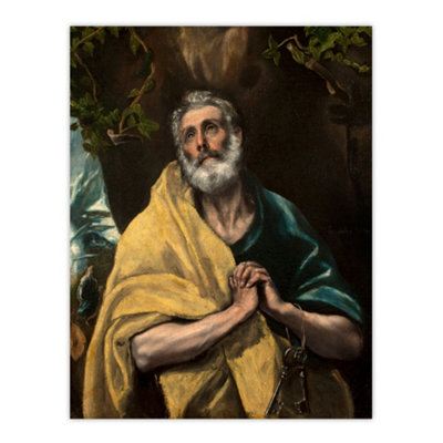 Artery8 Apostle Guilt Saint Peter In Tears El Greco Wall Art Poster Print 12X16" from B&Q