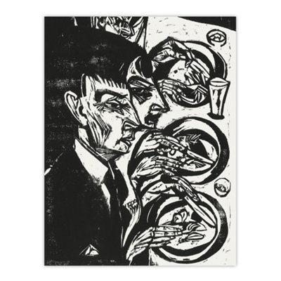 Artery8 Anxious Nervous People At Dinner Kirchner Wall Art Poster Print 12X16" from B&Q