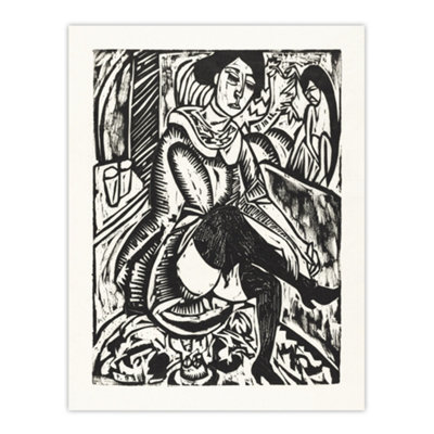 Artery8 Woman Tying Her Shoe Ernst Ludwig Kirchner Wall Art Poster Print 12X16" from B&Q