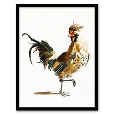 Artery8 A Rooster Watercolour Painting Johan Teyler Framed Wall Art Print 12X16" from B&Q