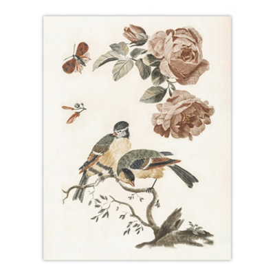B&Q -  Roses Butterfly A Blue And Great Tit Teyler Wall Art Poster Print 12X16"