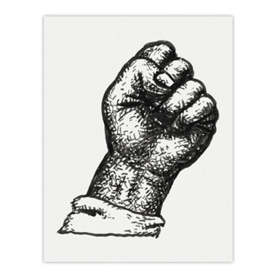 Artery8 Clenched Fist Black And White Drawing Gestel Wall Art Poster Print 12X16" from B&Q