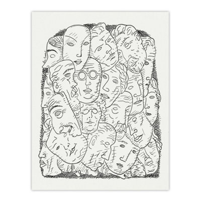 Artery8 Maskers Masks Black And White Drawing Gestel Wall Art Poster Print 12X16" from B&Q