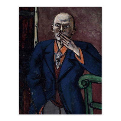 Artery8 1950 Self Portrait With Cigarette Beckmann Wall Art Poster Print 12X16" from B&Q