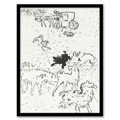 Artery8 The Dogs Art Nouveau Drawing Pierre Bonnard Framed Wall Art Print 12X16" from B&Q