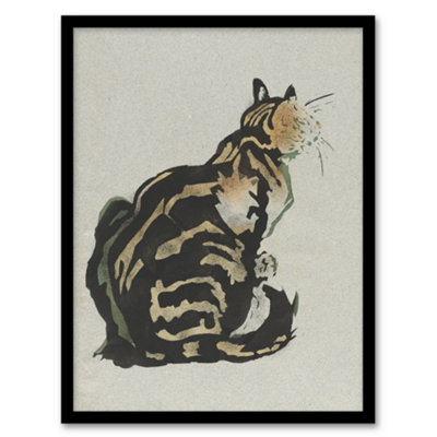 Artery8 Sitting Cat Art Nouveau Painting Steinlen Framed Wall Art Print 12X16" from B&Q