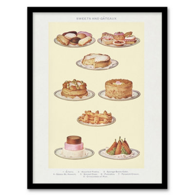 Artery8 Mrs Beeton Household Management Sweets And Gateaux Framed Wall Art Print A4 from B&Q