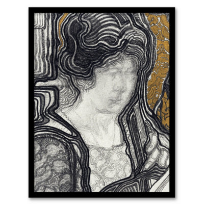 Artery8 Reijer Stolk Woman Playing Cello Stylised Portrait Framed Wall Art Print A4 from B&Q