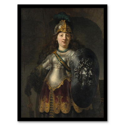 B&Q -  Rembrandt Van Rijn Bellona Roman Goddess Of War Framed Wall Art Picture Print A4