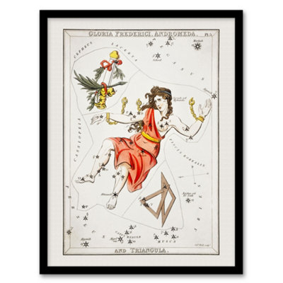 B&Q -  Sidney Hall Vintage Andromeda Constellation Illustration Framed Art Print A4