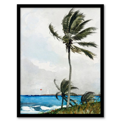 Artery8 Winslow Homer Palm Tree In Nassau Watercolour Framed Wall Art Picture Print A4 from B&Q