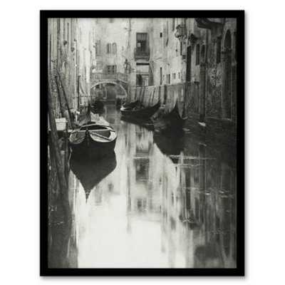 Artery8 Alfred Stieglitz A Venetian Canal Vintage Photograph Framed Wall Art Print A3 from B&Q