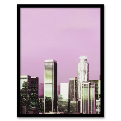 Artery8 Carol M Highsmith Los Angeles Pink Skyline Photograph Framed Wall Art Print A3 from B&Q