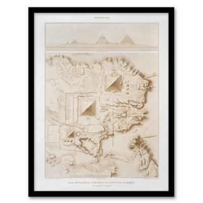 Artery8 Prisse D'avennes Giza Pyramids French Topographic Map Framed Wall Art Print A3 from B&Q