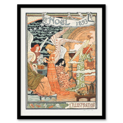 Artery8 Eugene Grasset Vintage Art Nouveau Newspaper Christmas Cover Framed Art Print A3 from B&Q