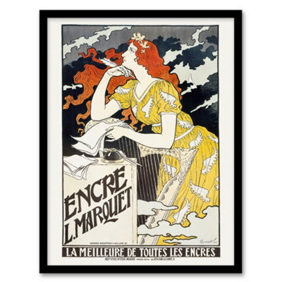 Artery8 Eugene Grasset Encre Marquet Ink Vintage Art Nouveau Ad Framed Wall Art Print A3 from B&Q