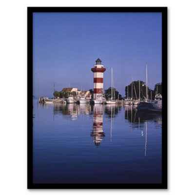 Artery8 John Margolies Harbourtown Lighthouse South Carolina Framed Wall Art Print A3 from B&Q