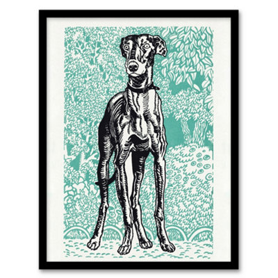 Artery8 Moriz Jung Dog Lover Greyhound Animal Portrait Framed Wall Art Picture Print A3 from B&Q