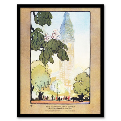 Artery8 Rachael R Elmer Metropolitan Tower Vintage Postcard Framed Wall Art Print A3 from B&Q
